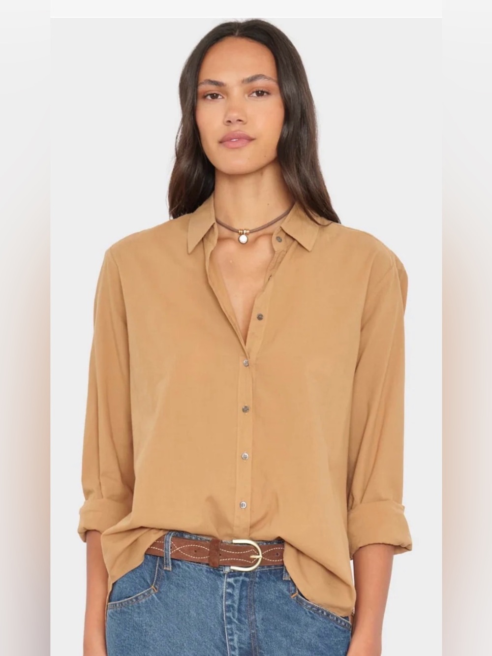 Xirena Beau Oversized Button Down Shirt Tobac size Large Made USA Coastal, Beach